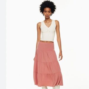 Aritzia Wilfred Fantasia Skirt in Earthen Red